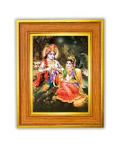 Lord Shiva, Goddess Parvati Photo Frame  10x14 Inches-Brown Wooden Frame for Home , Office & Temple Decoration and Gifting