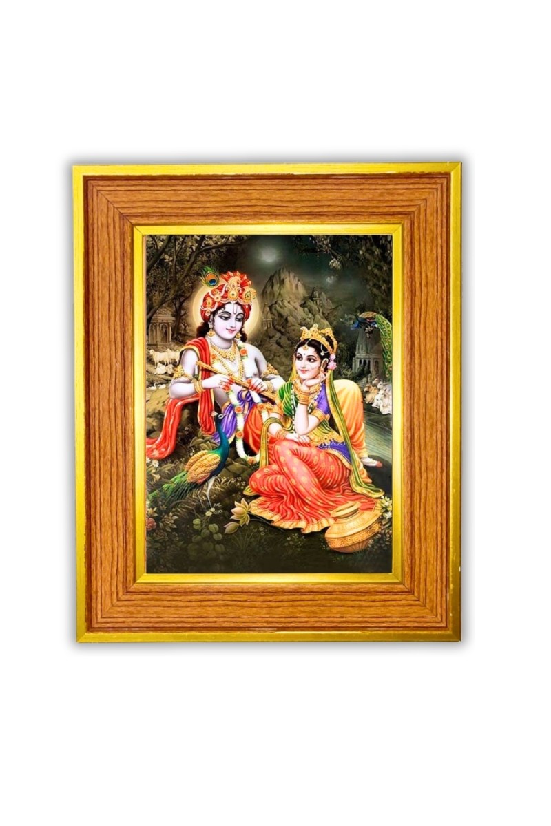 Lord Shiva, Goddess Parvati Photo Frame  10x14 Inches-Brown Wooden Frame for Home , Office & Temple Decoration and Gifting