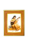 Goddess Saraswati Photo Frame  10x14 Inches-Brown Wooden Frame for Home , Office & Temple Decoration and Gifting