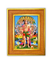 Panchmukhi hanuman Photo Frame  10x14 Inches-Brown Wooden Frame for Home , Office & Temple Decoration and Gifting
