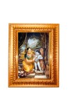 Krishna leela Golden Designer Photo Frame | 10x14 Inch Religious Wall Hanging Frame for Home & Office Decoration | Hindu Deity Spiritual Gift Item