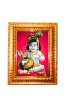  Laddu Gopal Golden Designer Photo Frame | 10x14 Inch Religious Wall Hanging Frame for Home & Office Decoration | Hindu Deity Spiritual Gift Item