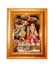 Radha and krishna Golden Designer Photo Frame | 10x14 Inch Religious Wall Hanging Frame for Home & Office Decoration | Hindu Deity Spiritual Gift Item