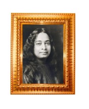  Paramahansa Yogananda Golden Designer Photo Frame | 10x14 Inch Religious Wall Hanging Frame for Home & Office Decoration | Hindu Deity Spiritual Gift Item