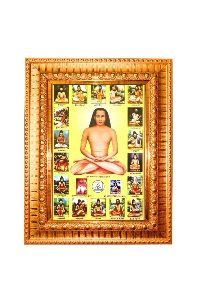 Araaka mahavatar balaji maharaj Golden Designer Photo Frame | 10x14 Inch Religious Wall Hanging Frame for Home & Office Decoration | Hindu Deity Spiritual Gift Item
