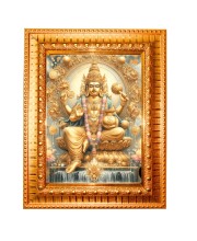 Lord kuber maharaj Golden Designer Photo Frame | 10x14 Inch Religious Wall Hanging Frame for Home & Office Decoration | Hindu Deity Spiritual Gift Item