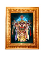  Lord Jagannath Golden Designer Photo Frame | 10x14 Inch Religious Wall Hanging Frame for Home & Office Decoration | Hindu Deity Spiritual Gift Item