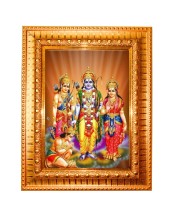  Ram Darbar Golden Designer Photo Frame | 10x14 Inch Religious Wall Hanging Frame for Home & Office Decoration | Hindu Deity Spiritual Gift Item