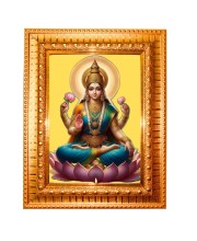 Goddess laxmi Golden Designer Photo Frame | 10x14 Inch Religious Wall Hanging Frame for Home & Office Decoration | Hindu Deity Spiritual Gift Item