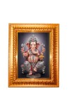 Lord Ganesha Golden Designer Photo Frame | 10x14 Inch Religious Wall Hanging Frame for Home & Office Decoration | Hindu Deity Spiritual Gift Item