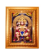 Panchamukhi Hanuman Golden Designer Photo Frame | 10x14 Inch Religious Wall Hanging Frame for Home & Office Decoration | Hindu Deity Spiritual Gift Item