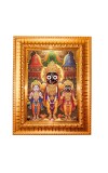 Lord Jagannath, Balabhadra,Subhadra Golden Designer Photo Frame | 10x14 Inch Religious Wall Hanging Frame for Home & Office Decoration | Hindu Deity Spiritual Gift Item