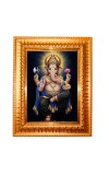 Lord ganesh Golden Designer Photo Frame | 10x14 Inch Religious Wall Hanging Frame for Home & Office Decoration | Hindu Deity Spiritual Gift Item