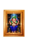Lord ganesh Golden Designer Photo Frame | 10x14 Inch Religious Wall Hanging Frame for Home & Office Decoration | Hindu Deity Spiritual Gift Item