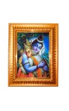  Lord Rama and Hanuman  Golden Designer Photo Frame | 10x14 Inch Religious Wall Hanging Frame for Home & Office Decoration | Hindu Deity Spiritual Gift Item