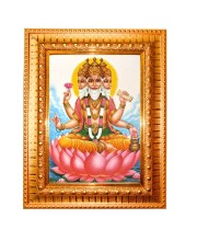 Trimurti vishnu Golden Designer Photo Frame | 10x14 Inch Religious Wall Hanging Frame for Home & Office Decoration | Hindu Deity Spiritual Gift Item