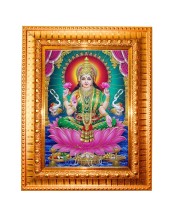 Goddess Lakshmi Golden Designer Photo Frame | 10x14 Inch Religious Wall Hanging Frame for Home & Office Decoration | Hindu Deity Spiritual Gift Item