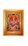 Goddess Durga Golden Designer Photo Frame | 10x14 Inch Religious Wall Hanging Frame for Home & Office Decoration | Hindu Deity Spiritual Gift Item