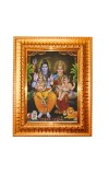 Shiv Pariwar Golden Designer Photo Frame | 10x14 Inch Religious Wall Hanging Frame for Home & Office Decoration | Hindu Deity Spiritual Gift Item