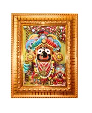 Jaai jaganaath Golden Designer Photo Frame | 10x14 Inch Religious Wall Hanging Frame for Home & Office Decoration | Hindu Deity Spiritual Gift Item