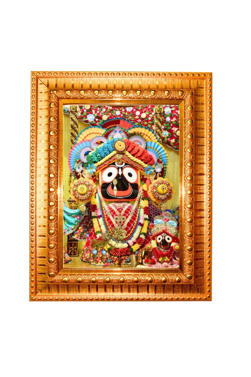 Jaai jaganaath Golden Designer Photo Frame | 10x14 Inch Religious Wall Hanging Frame for Home & Office Decoration | Hindu Deity Spiritual Gift Item