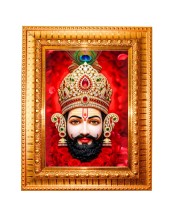 Khatu Shyam Ji Golden Designer Photo Frame | 10x14 Inch Religious Wall Hanging Frame for Home & Office Decoration | Hindu Deity Spiritual Gift Item