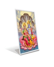 Car Desk/Table Top Lord Vishnu and Lakhsmi Acrylic L-Style Photo Stand - 2.5x3.5 Inches, Compact and Stylish Spiritual Display