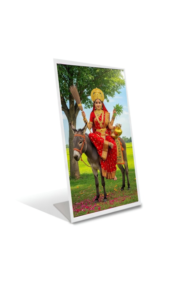 Car Desk/Table Top Jay maa sheetla Acrylic L-Style Photo Stand - 2.5x3.5 Inches, Compact and Stylish Spiritual Display