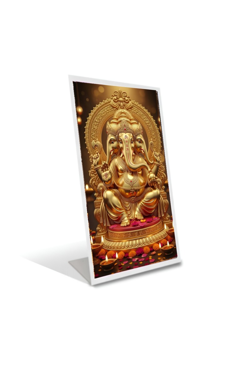 Car Desk/Table Top Lord ganesha Acrylic L-Style Photo Stand - 2.5x3.5 Inches, Compact and Stylish Spiritual Display