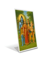 Car Desk/Table Top  Lord Shiva,Parvati,sons Ganesha and Kartikeya.  Acrylic L-Style Photo Stand - 2.5x3.5 Inches, Compact and Stylish Spiritual Display