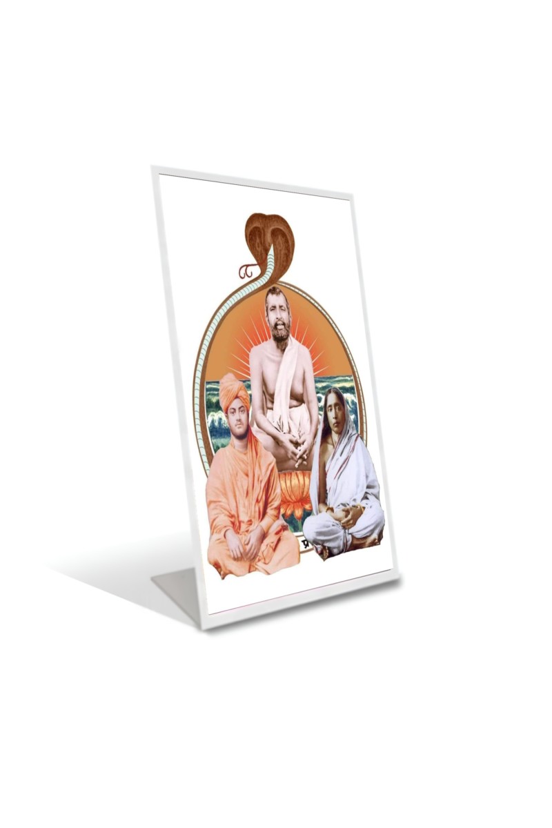 Car Desk/Table Top Ramakrishna Paramahamsa,Swami,Sarada Devi Vivekananda Acrylic L-Style Photo Stand - 2.5x3.5 Inches, Compact and Stylish Spiritual Display