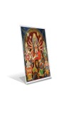 Car Desk/Table Top Maa Durga Acrylic L-Style Photo Stand - 2.5x3.5 Inches, Compact and Stylish Spiritual Display
