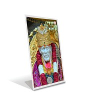 Car Desk/Table Top Shirdi Sai Baba Acrylic L-Style Photo Stand - 2.5x3.5 Inches, Compact and Stylish Spiritual Display