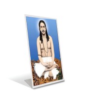 Car Desk/Table Top Nigamananda Paramahansa Acrylic L-Style Photo Stand - 2.5x3.5 Inches, Compact and Stylish Spiritual Display