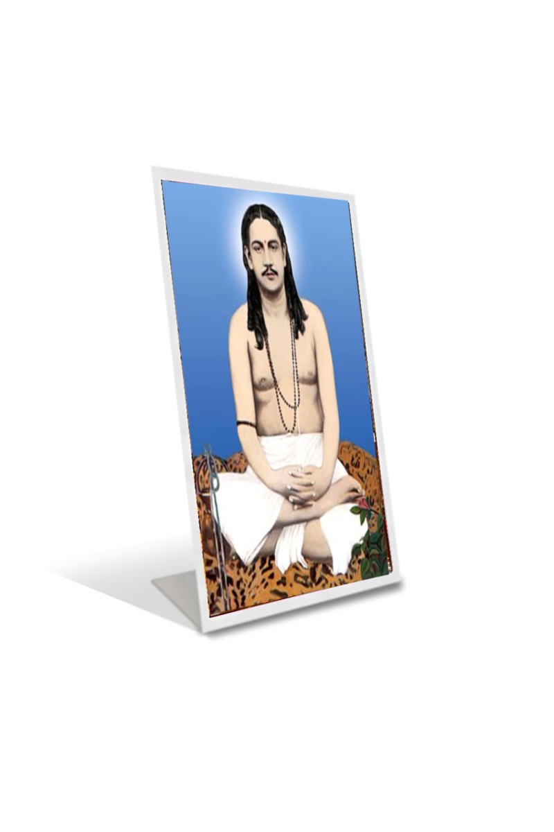 Car Desk/Table Top Nigamananda Paramahansa Acrylic L-Style Photo Stand - 2.5x3.5 Inches, Compact and Stylish Spiritual Display