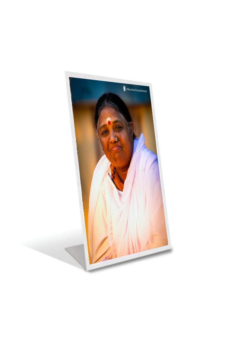 Car Desk/Table Top  Mata Amritanandamayi Devi Acrylic L-Style Photo Stand - 2.5x3.5 Inches, Compact and Stylish Spiritual Display