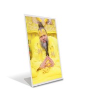 Car Desk/Table Top Shri Premanand Govind Sharan Ji Maharaj Acrylic L-Style Photo Stand - 2.5x3.5 Inches, Compact and Stylish Spiritual Display