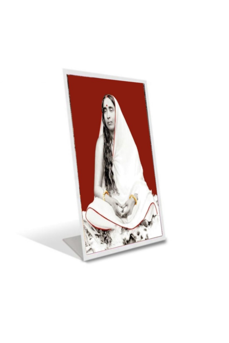 Car Desk/Table Top Shree Sarada Maa Acrylic L-Style Photo Stand - 2.5x3.5 Inches, Compact and Stylish Spiritual Display