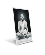Car Desk/Table Top Sri Ramkrishna Acrylic L-Style Photo Stand - 2.5x3.5 Inches, Compact and Stylish Spiritual Display