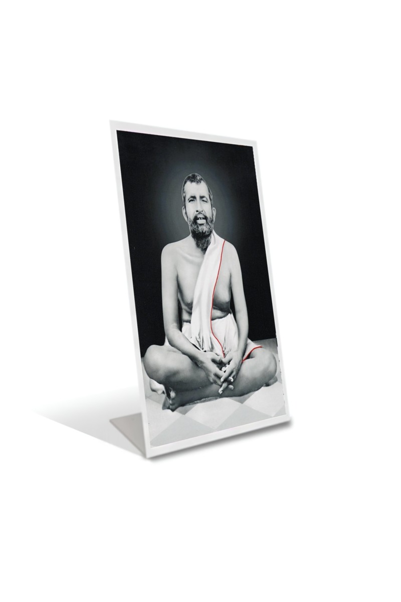 Car Desk/Table Top Sri Ramkrishna Acrylic L-Style Photo Stand - 2.5x3.5 Inches, Compact and Stylish Spiritual Display