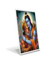 Car Desk/Table Top  Lord Ram Lord Hanuman Acrylic L-Style Photo Stand - 2.5x3.5 Inches, Compact and Stylish Spiritual Display