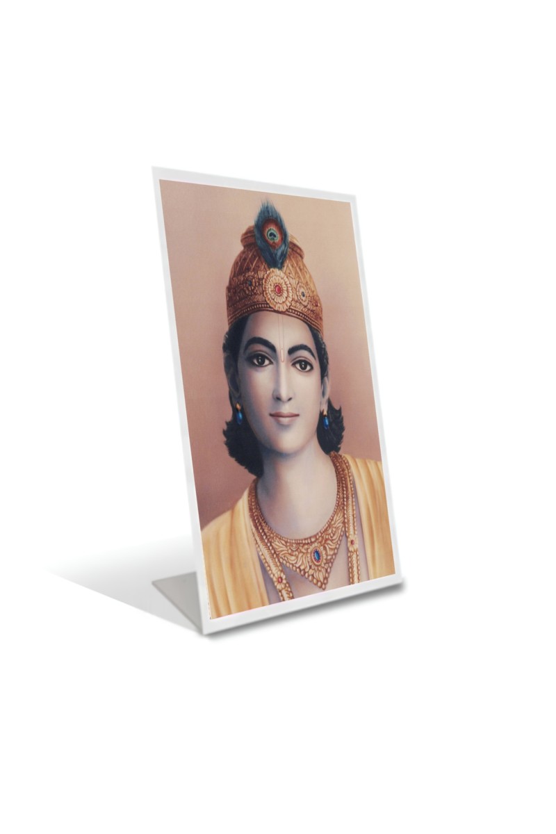 Car Desk/Table Top  Bhagavan Krishna Acrylic L-Style Photo Stand - 2.5x3.5 Inches, Compact and Stylish Spiritual Display