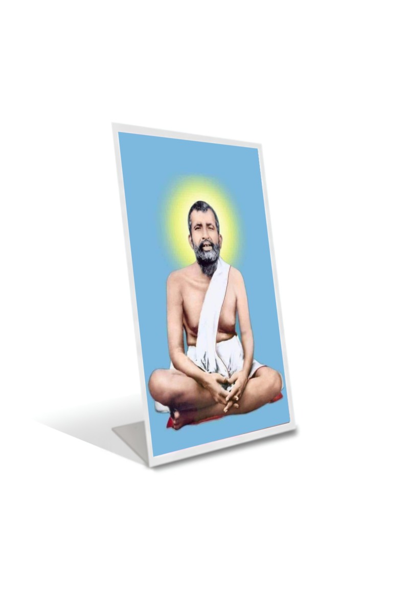 Car Desk/Table Top Sri Ramkrishna Acrylic L-Style Photo Stand - 2.5x3.5 Inches, Compact and Stylish Spiritual Display