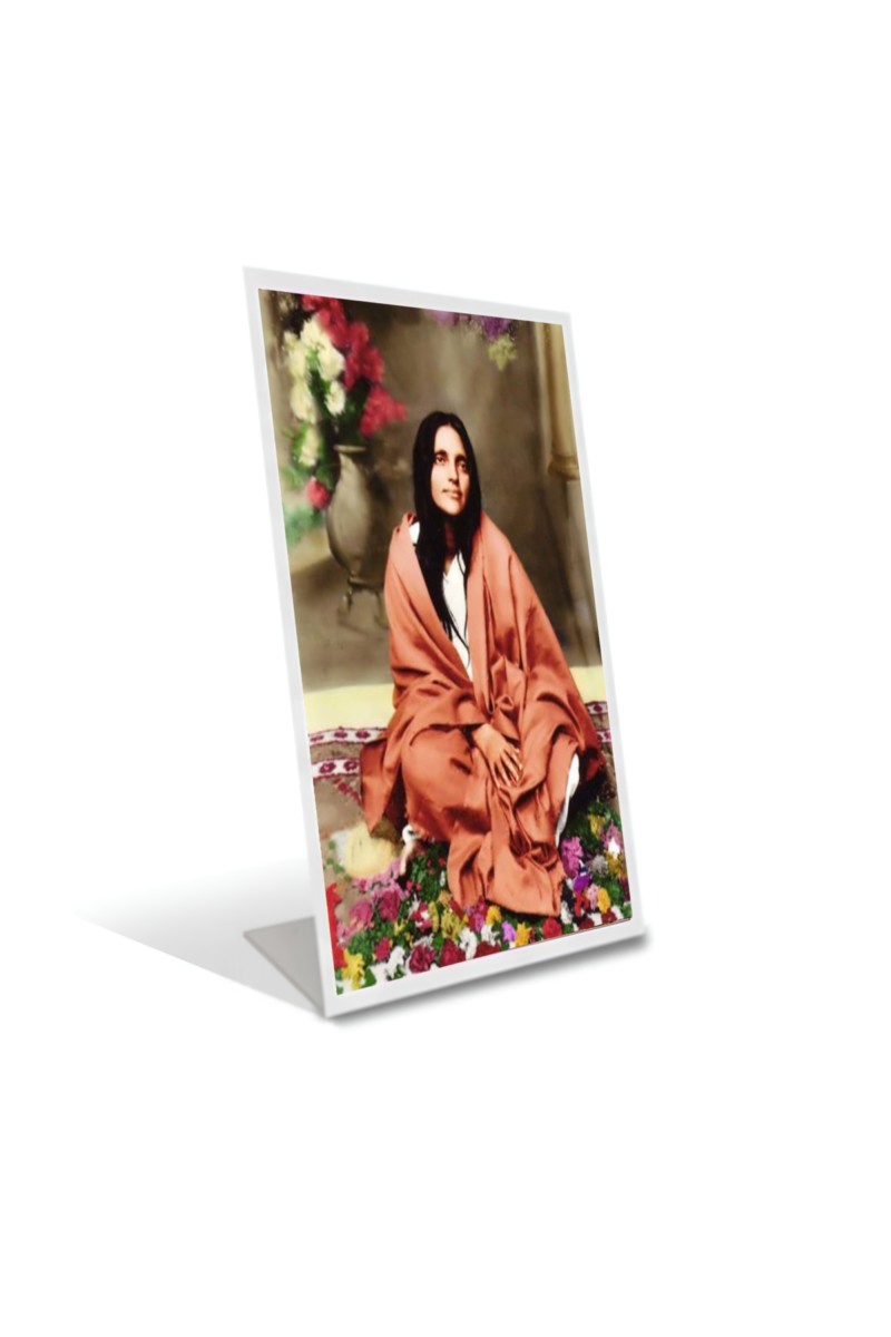 Car Desk/Table Top Anandamayi Ma Acrylic L-Style Photo Stand - 2.5x3.5 Inches, Compact and Stylish Spiritual Display