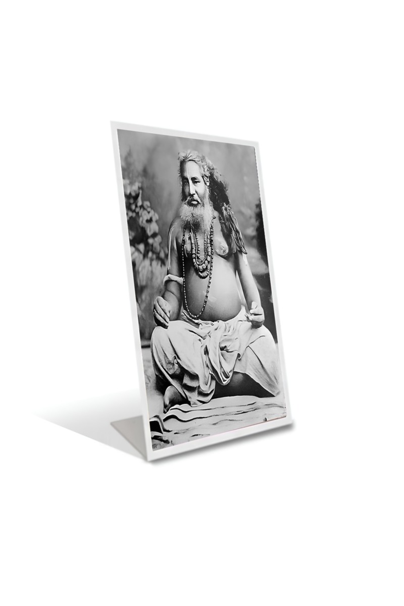 Car Desk/Table Top Bijoy Krishna Goswami Acrylic L-Style Photo Stand - 2.5x3.5 Inches, Compact and Stylish Spiritual Display