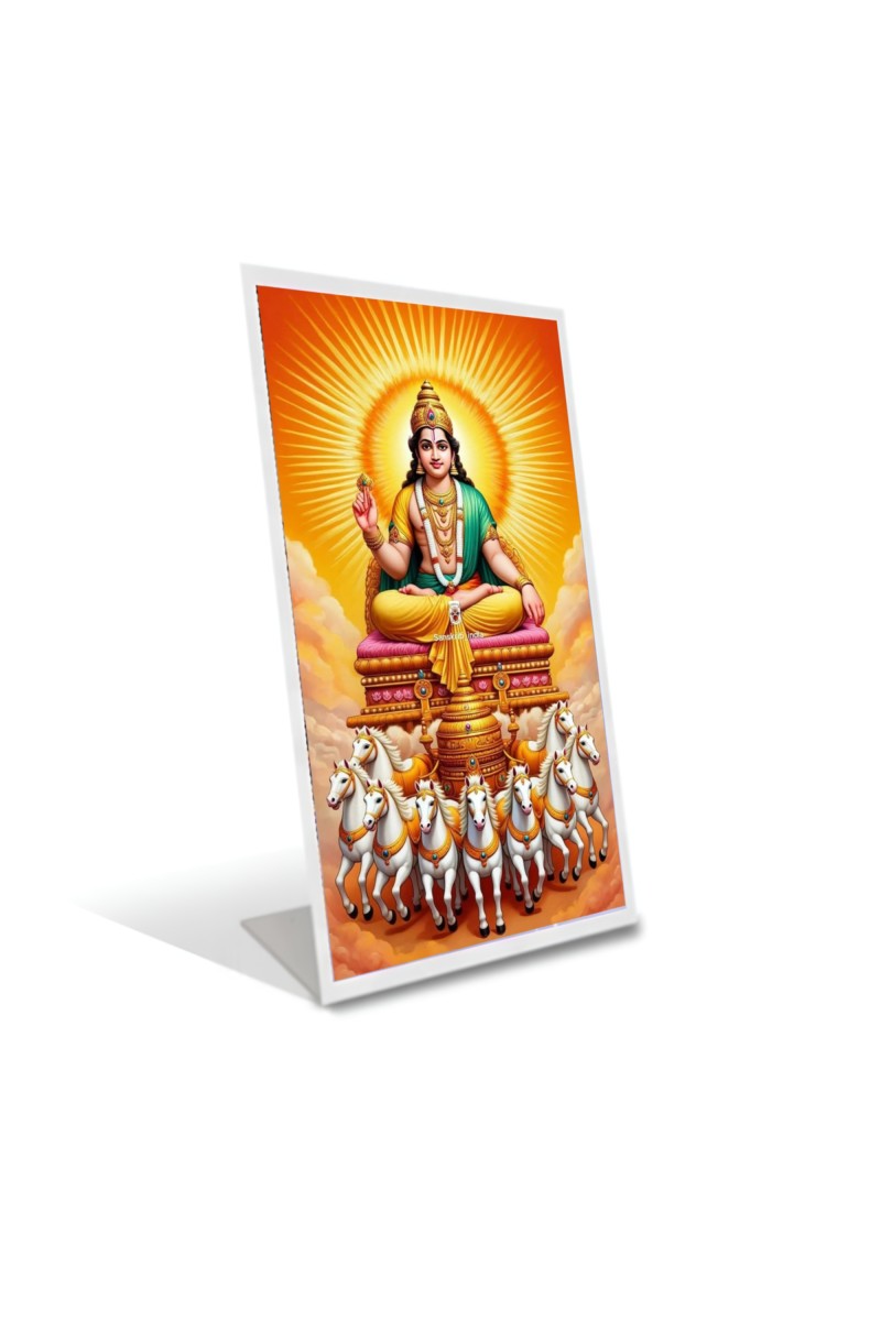 Car Desk/Table Top  Surya Dev Acrylic L-Style Photo Stand - 2.5x3.5 Inches, Compact and Stylish Spiritual Display