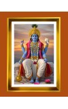 Lord vishnu Golden Photo Frame - 10x14 Inches | Elegant Wooden Frame for Home, Office & Temple Decoration | Spiritual Wall & Table Decor and Gift Item