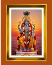 Lord krishna Golden Photo Frame - 10x14 Inches | Elegant Wooden Frame for Home, Office & Temple Decoration | Spiritual Wall & Table Decor and Gift Item