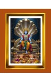 Lord vishnu Golden Photo Frame - 10x14 Inches | Elegant Wooden Frame for Home, Office & Temple Decoration | Spiritual Wall & Table Decor and Gift Item