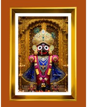 jai jagannath Golden Photo Frame - 10x14 Inches | Elegant Wooden Frame for Home, Office & Temple Decoration | Spiritual Wall & Table Decor and Gift Item